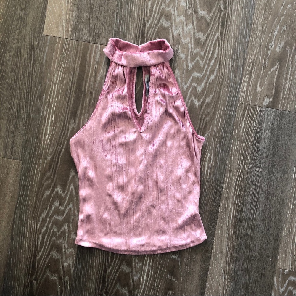 Pink Crushed Velvet Crop Top